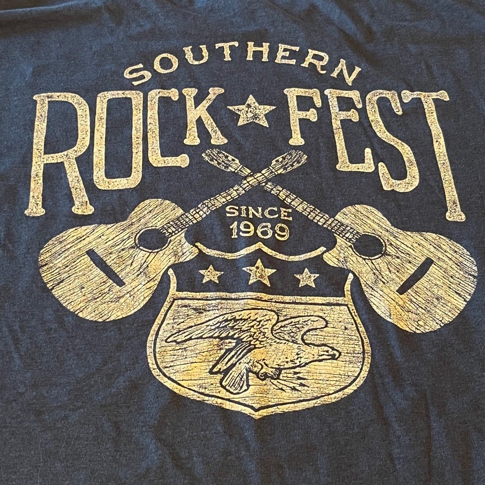 True Craft Southern Rock Fest Lived In Tee men's blue t-shirt size‎ large L